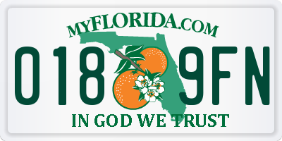 FL license plate 0189FN