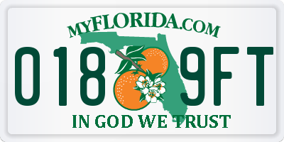 FL license plate 0189FT