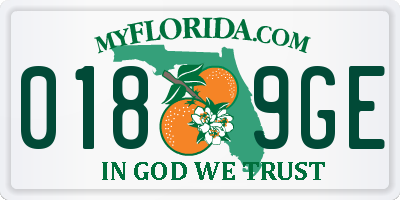 FL license plate 0189GE