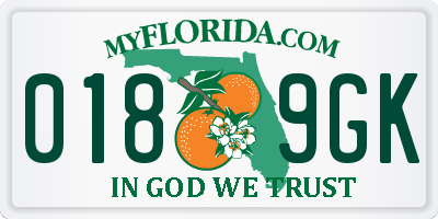 FL license plate 0189GK
