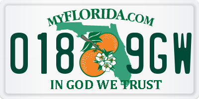 FL license plate 0189GW