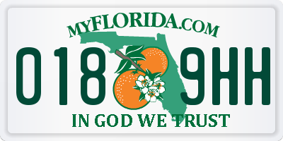 FL license plate 0189HH