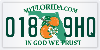 FL license plate 0189HQ