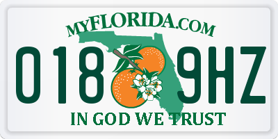 FL license plate 0189HZ