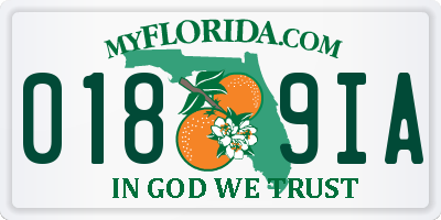 FL license plate 0189IA