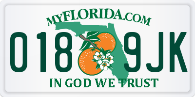FL license plate 0189JK