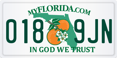 FL license plate 0189JN