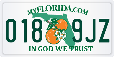 FL license plate 0189JZ