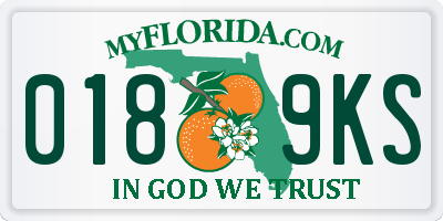 FL license plate 0189KS