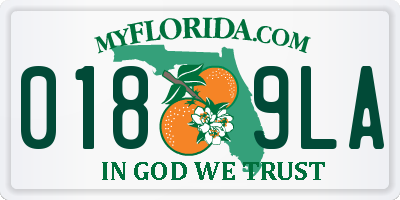FL license plate 0189LA