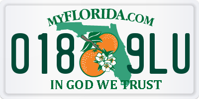 FL license plate 0189LU