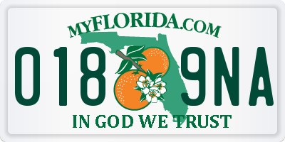 FL license plate 0189NA