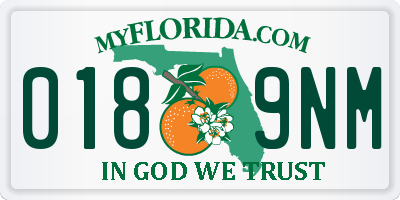 FL license plate 0189NM