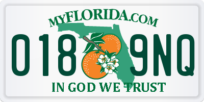 FL license plate 0189NQ