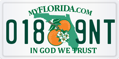 FL license plate 0189NT