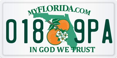 FL license plate 0189PA