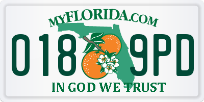 FL license plate 0189PD