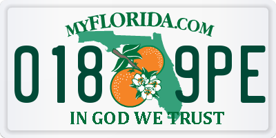 FL license plate 0189PE