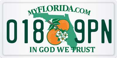 FL license plate 0189PN