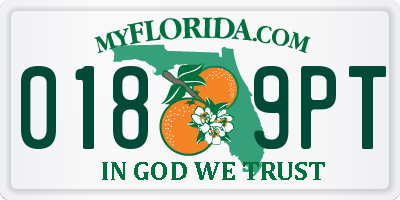 FL license plate 0189PT