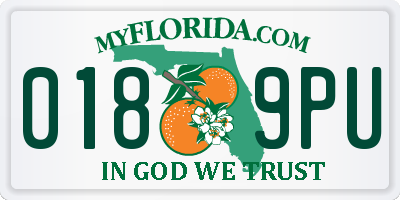 FL license plate 0189PU