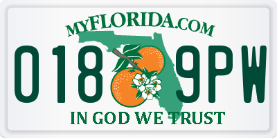 FL license plate 0189PW