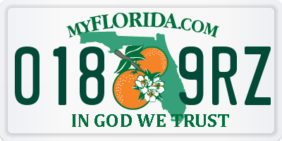 FL license plate 0189RZ