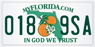 FL license plate 0189SA