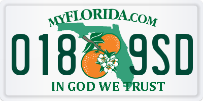 FL license plate 0189SD