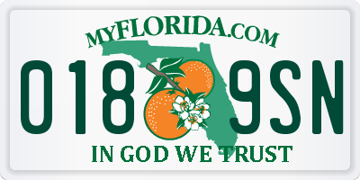FL license plate 0189SN