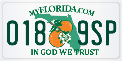 FL license plate 0189SP