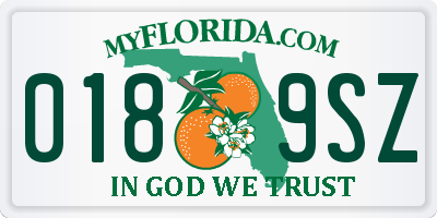 FL license plate 0189SZ