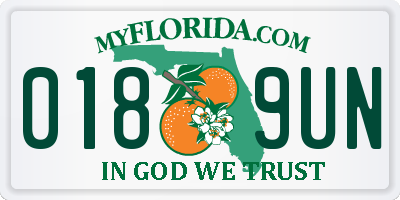 FL license plate 0189UN