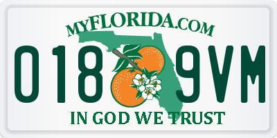 FL license plate 0189VM