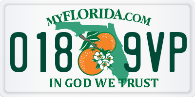 FL license plate 0189VP