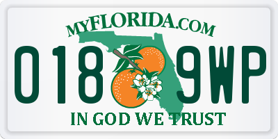 FL license plate 0189WP