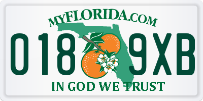 FL license plate 0189XB