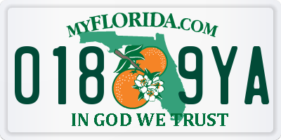 FL license plate 0189YA