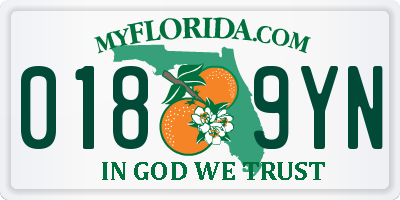 FL license plate 0189YN