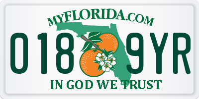 FL license plate 0189YR