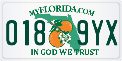 FL license plate 0189YX