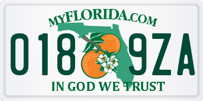 FL license plate 0189ZA