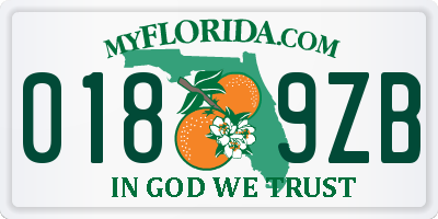FL license plate 0189ZB