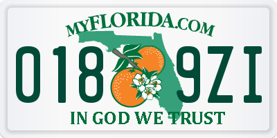 FL license plate 0189ZI