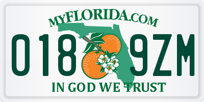 FL license plate 0189ZM