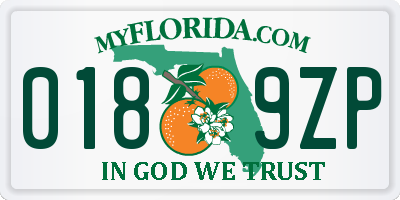 FL license plate 0189ZP