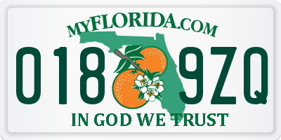 FL license plate 0189ZQ