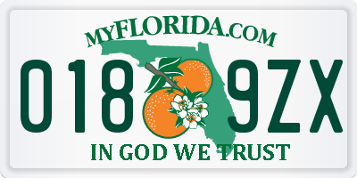 FL license plate 0189ZX
