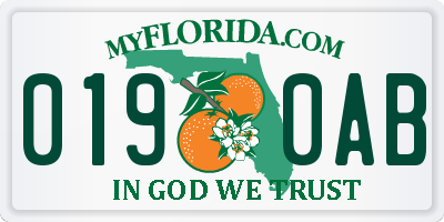 FL license plate 0190AB