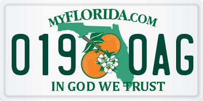 FL license plate 0190AG
